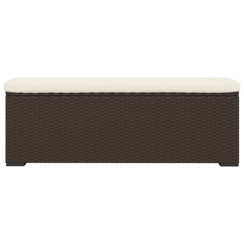 vidaXL Ottoman Bench with Cushion Brown 110x30x40 cm Poly Rattan