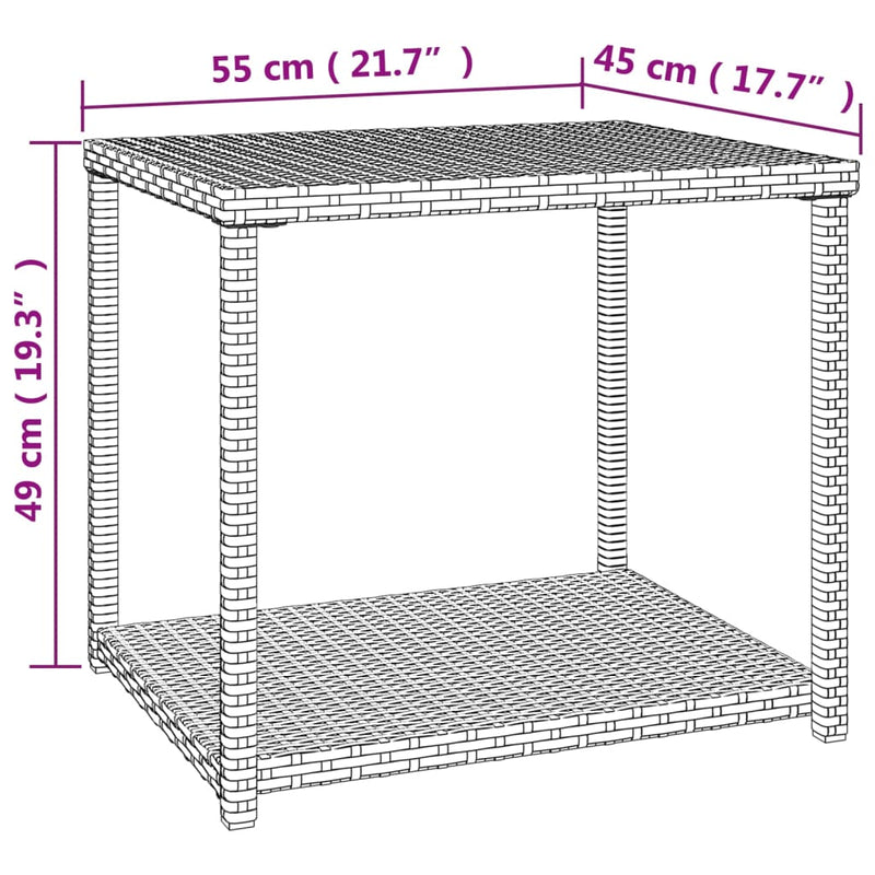 vidaXL Side Table Brown 55x45x49 cm Poly Rattan