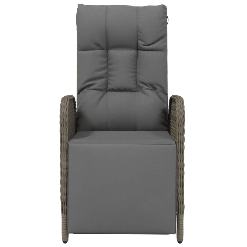 vidaXL Outdoor Reclining Chairs with Cushions 2 pcs Poly Rattan Grey