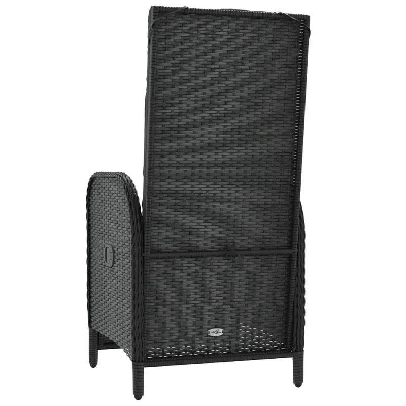 vidaXL Outdoor Reclining Chairs with Cushions 2 pcs Poly Rattan Black