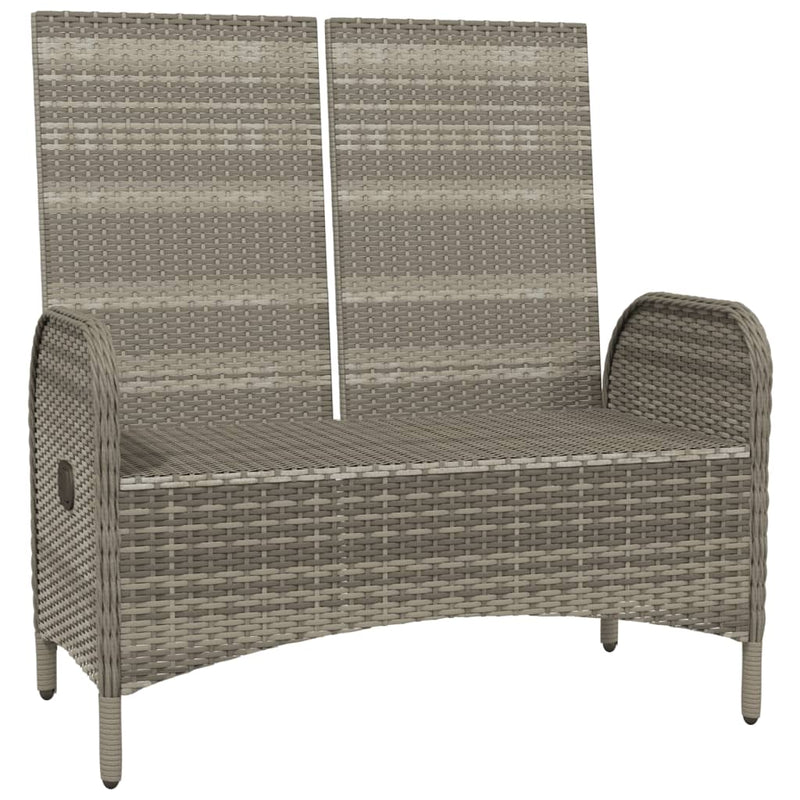 vidaXL Reclining Garden Bench with Cushions 107 cm Poly Rattan Grey