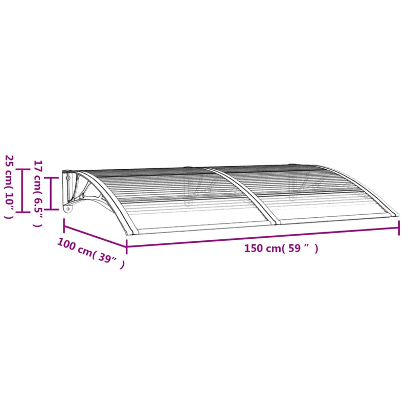 vidaXL Door Canopy Black 150x100 cm Polycarbonate