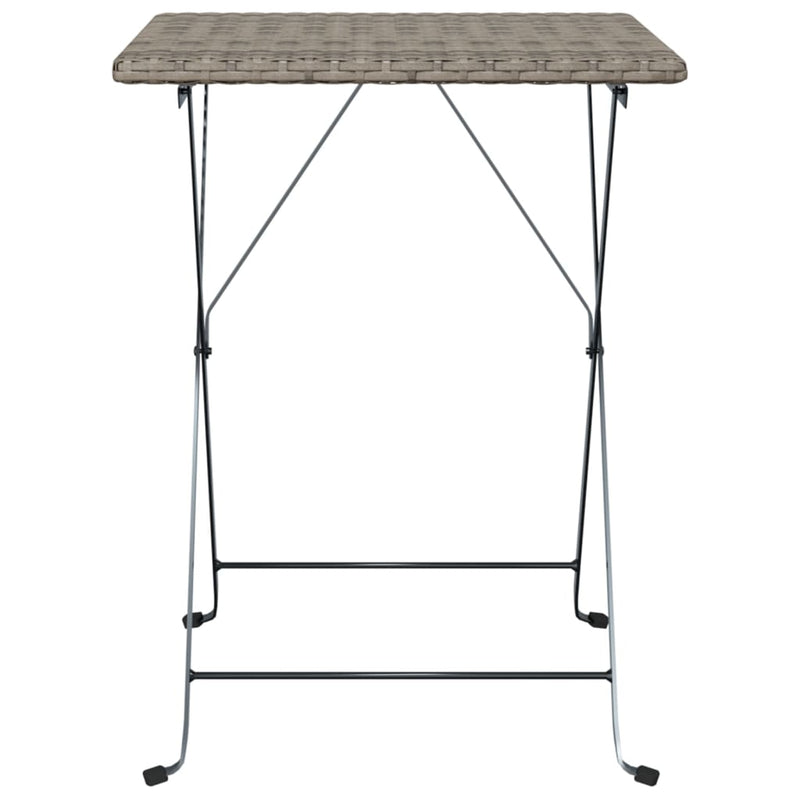 Folding Bistro Table Grey 55x54x71 cm Poly Rattan