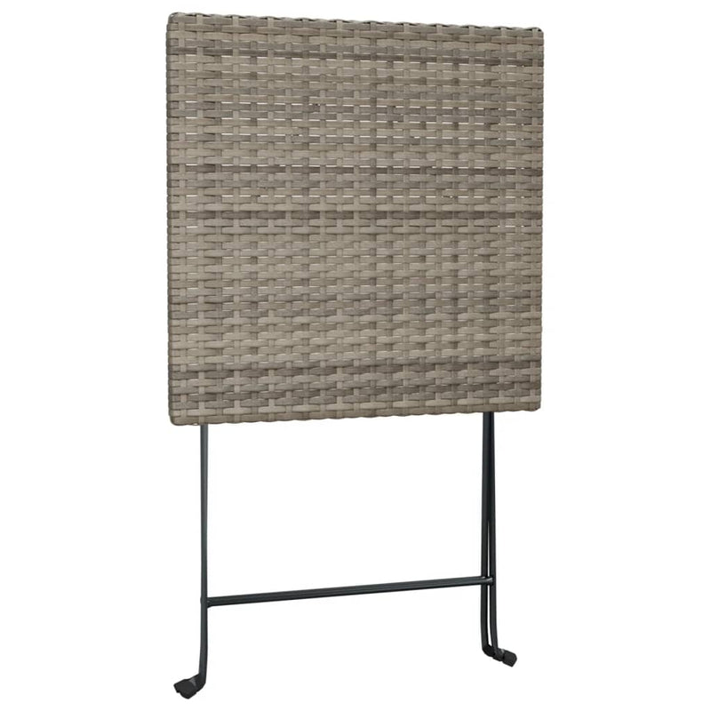 vidaXL 3 Piece Folding Bistro Set Grey Poly Rattan