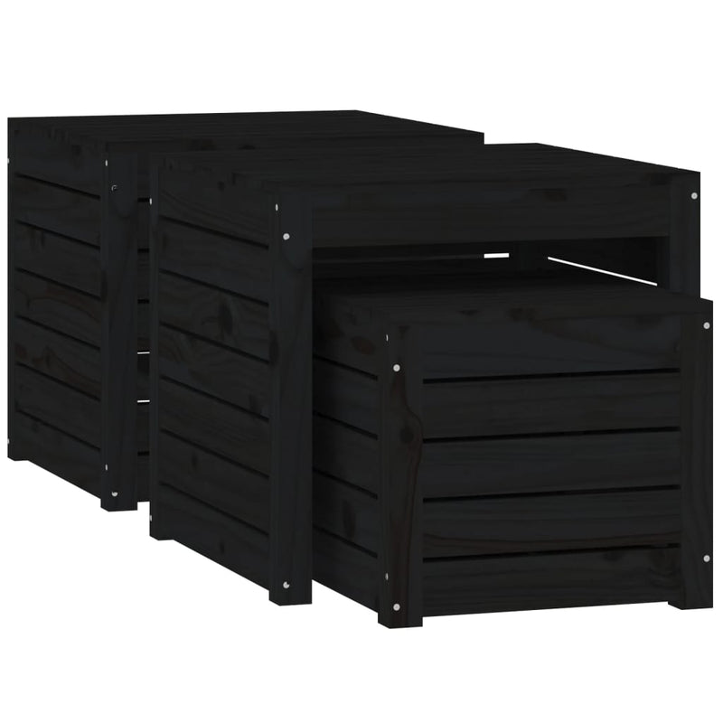 vidaXL 3 Piece Garden Box Set Black Solid Wood Pine