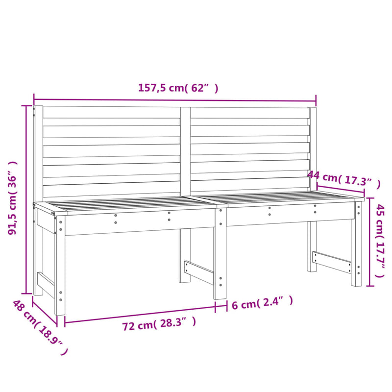 vidaXL Garden Bench Grey 157.5 cm Solid Wood Pine