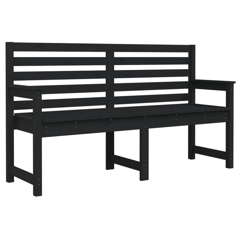 vidaXL Garden Bench Black 159.5x48x91.5 cm Solid Wood Pine