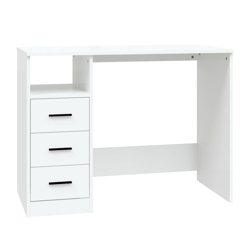 vidaXL Desk with Drawers White 102x50x76 cm Engineered Wood