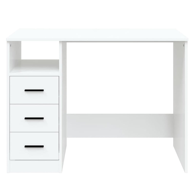 vidaXL Desk with Drawers White 102x50x76 cm Engineered Wood