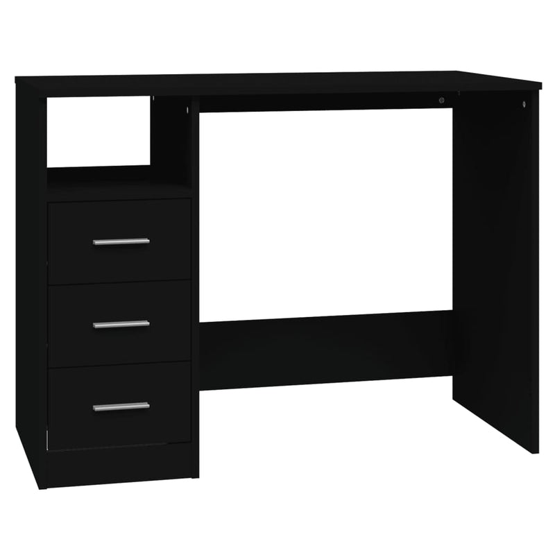 vidaXL Desk with Drawers Black 102x50x76 cm Engineered Wood