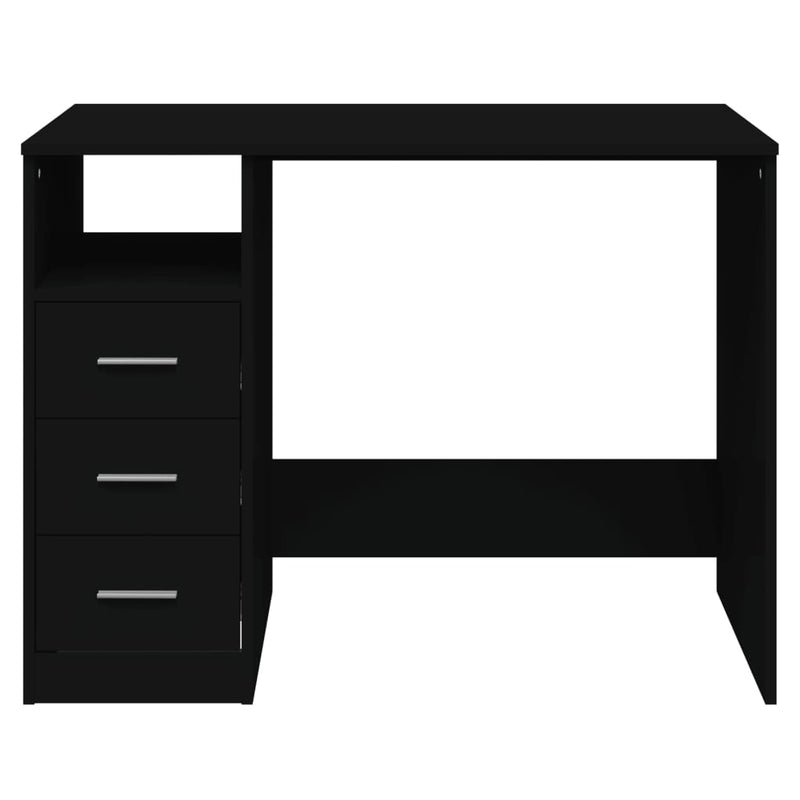 vidaXL Desk with Drawers Black 102x50x76 cm Engineered Wood