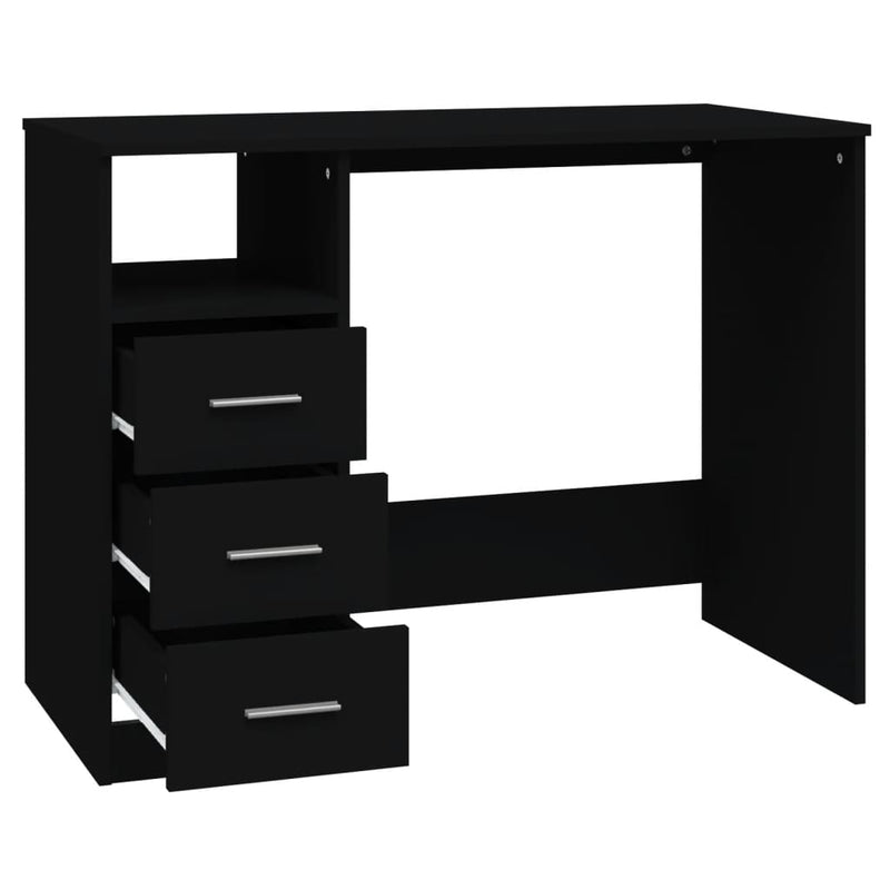 vidaXL Desk with Drawers Black 102x50x76 cm Engineered Wood