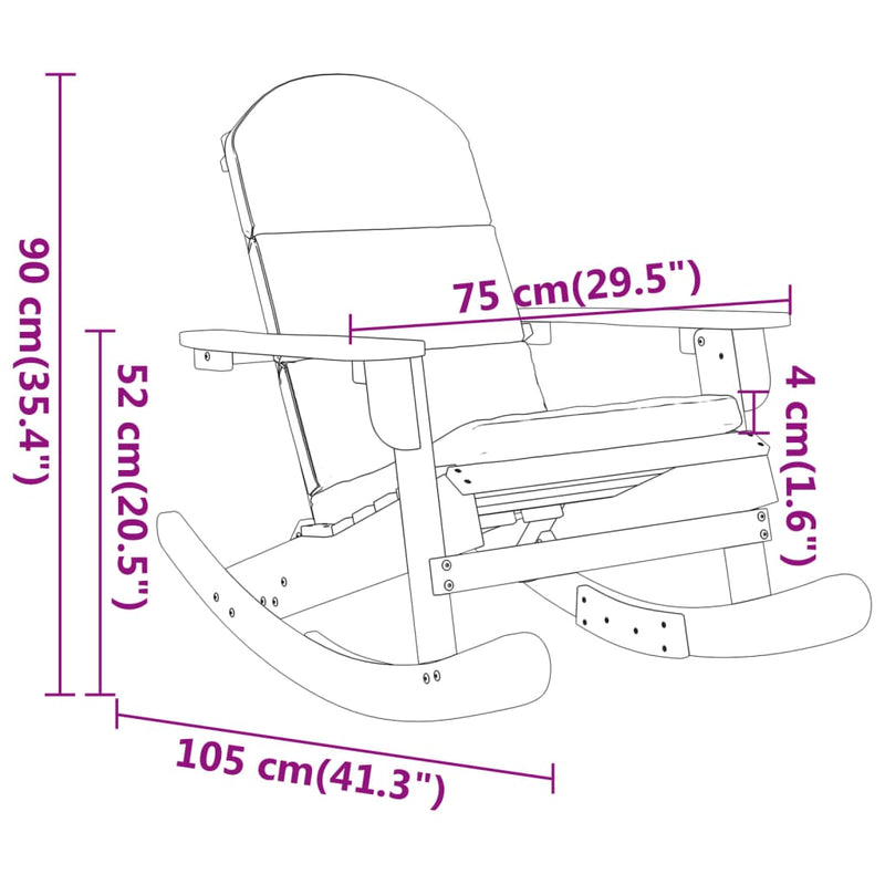 vidaXL Adirondack Rocking Chair with Cushions Solid Wood Acacia