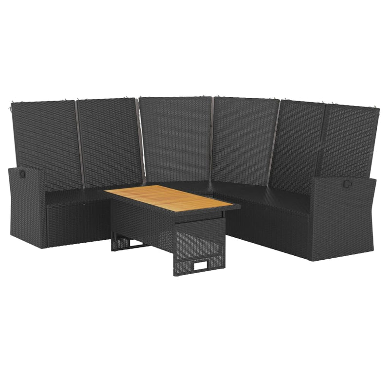 vidaXL 2 Piece Garden Lounge Set with Cushions Black Poly Rattan