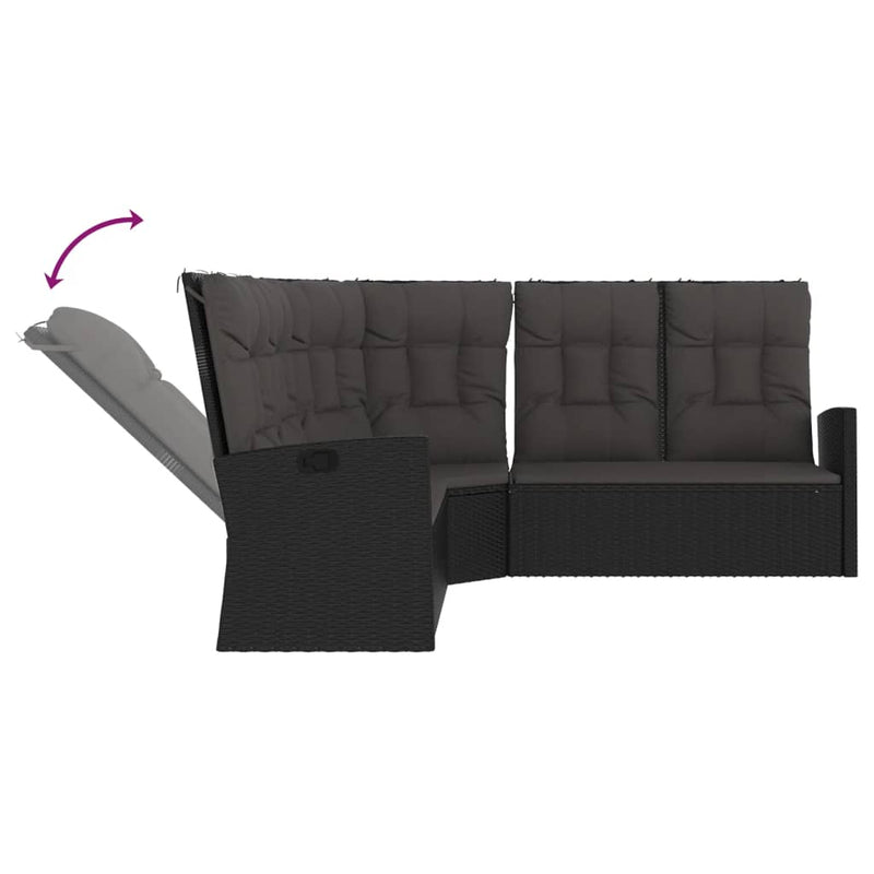 vidaXL 2 Piece Garden Lounge Set with Cushions Black Poly Rattan
