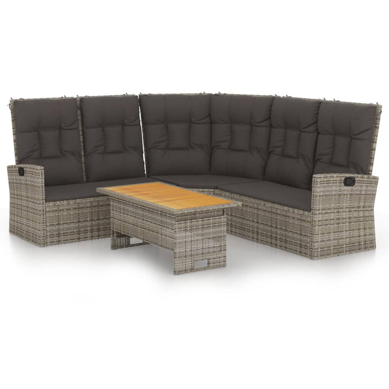 vidaXL 2 Piece Garden Lounge Set with Cushions Grey Poly Rattan