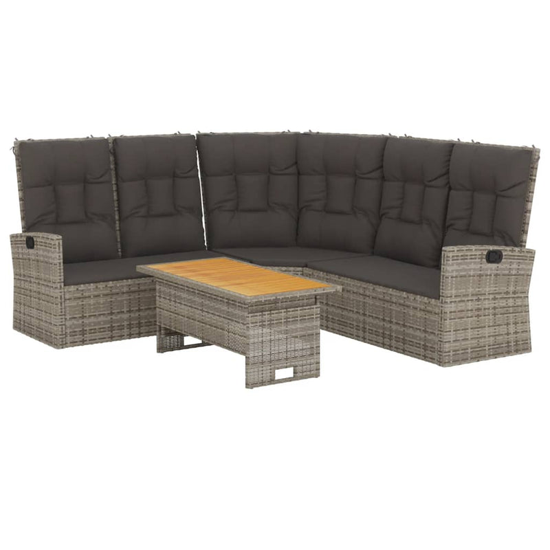vidaXL 2 Piece Garden Lounge Set with Cushions Grey Poly Rattan