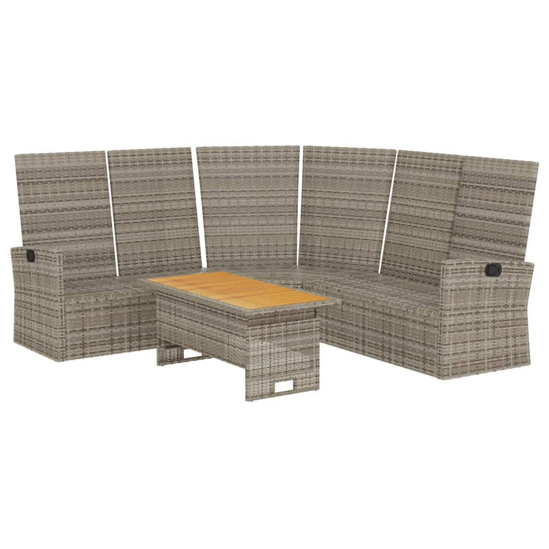 vidaXL 2 Piece Garden Lounge Set with Cushions Grey Poly Rattan