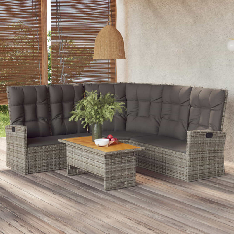vidaXL 2 Piece Garden Lounge Set with Cushions Grey Poly Rattan