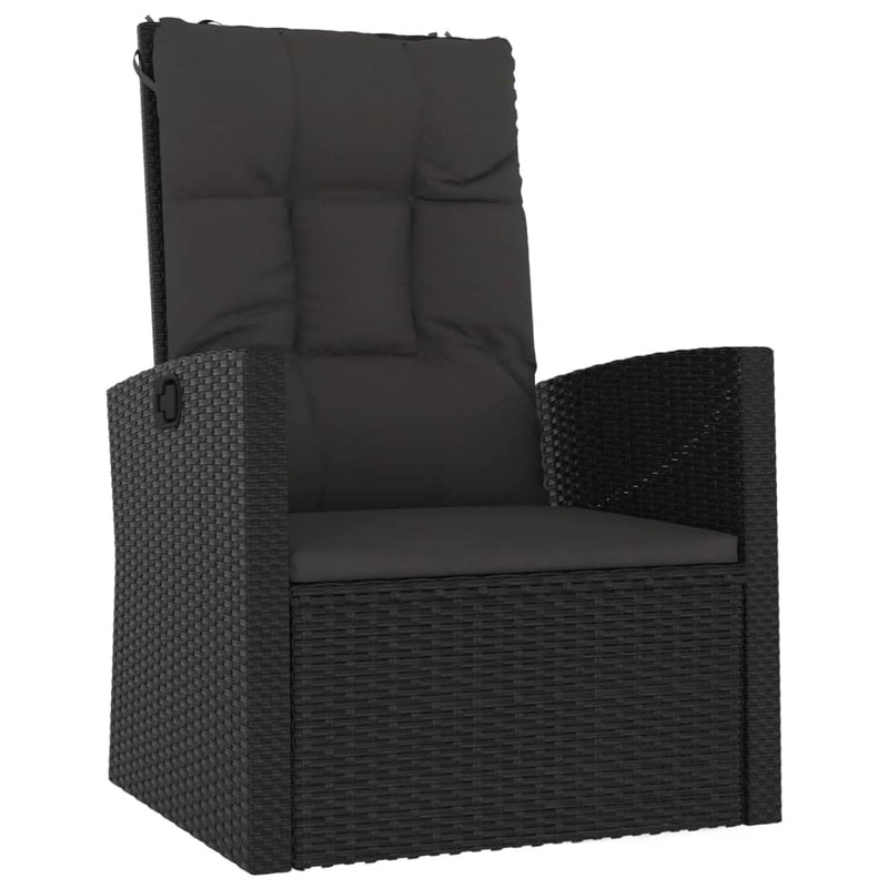 vidaXL 3 Piece Garden Lounge Set with Cushions Black Poly Rattan