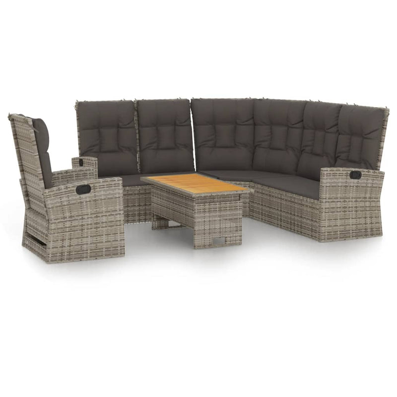 vidaXL 3 Piece Garden Lounge Set with Cushions Grey Poly Rattan