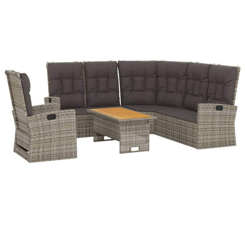 vidaXL 3 Piece Garden Lounge Set with Cushions Grey Poly Rattan