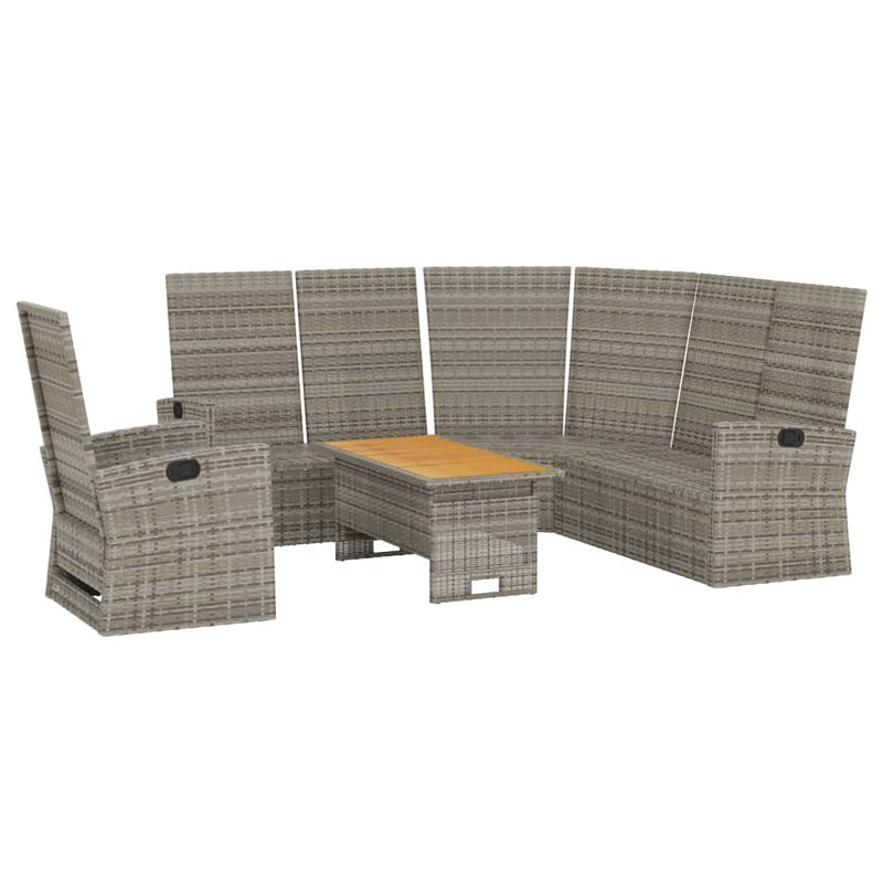 vidaXL 3 Piece Garden Lounge Set with Cushions Grey Poly Rattan