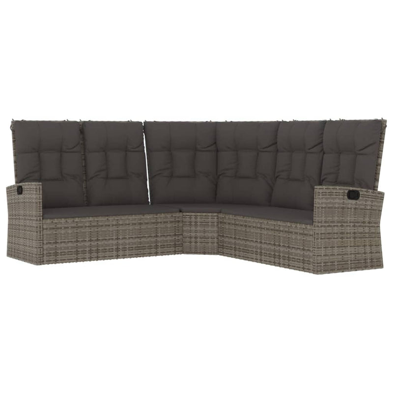 vidaXL 3 Piece Garden Lounge Set with Cushions Grey Poly Rattan