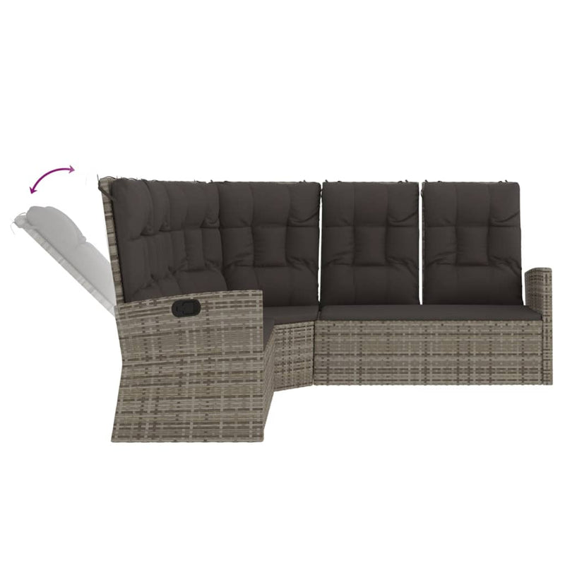 vidaXL 3 Piece Garden Lounge Set with Cushions Grey Poly Rattan
