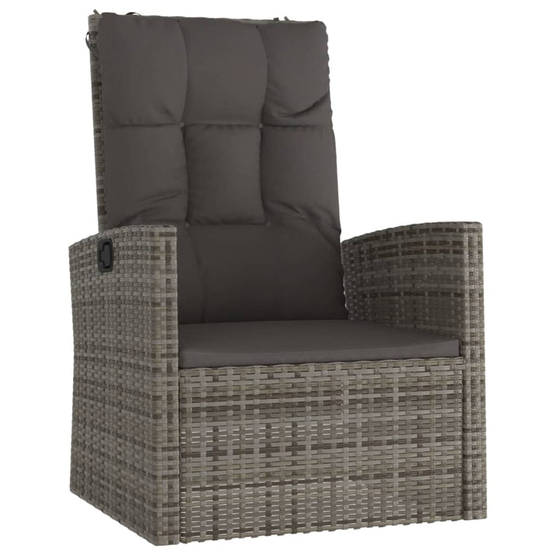vidaXL 3 Piece Garden Lounge Set with Cushions Grey Poly Rattan