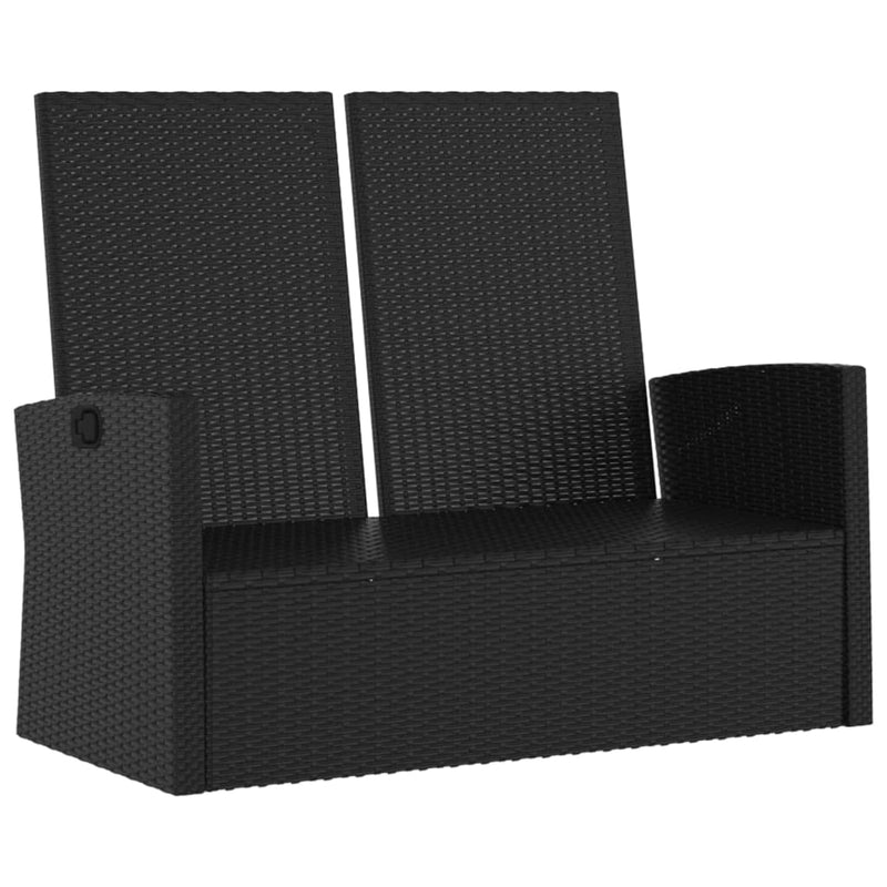 vidaXL Reclining Garden Bench with Cushions Black 118 cm Poly rattan