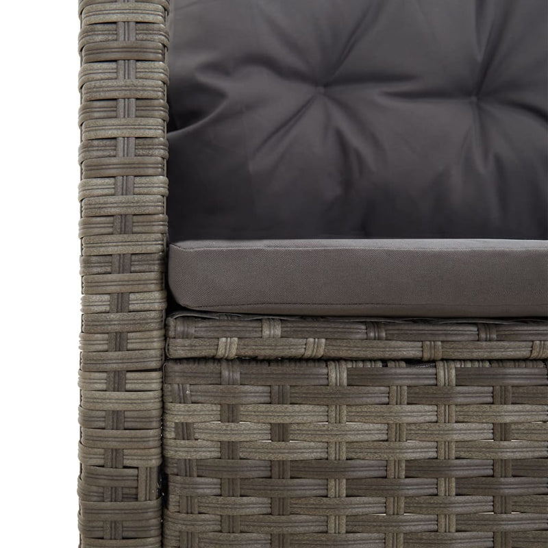 vidaXL Reclining Garden Bench with Cushions Grey 118 cm Poly rattan