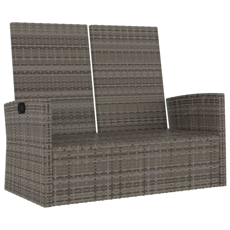 vidaXL Reclining Garden Bench with Cushions Grey 118 cm Poly rattan