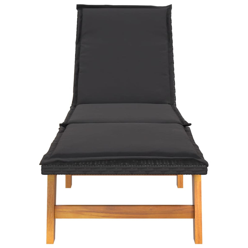 vidaXL Sun Lounger with Table Poly Rattan and Solid Wood Acacia