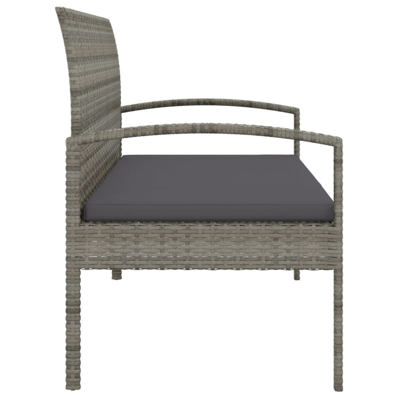 vidaXL Garden Bench with Cushion Grey 105 cm Poly Rattan