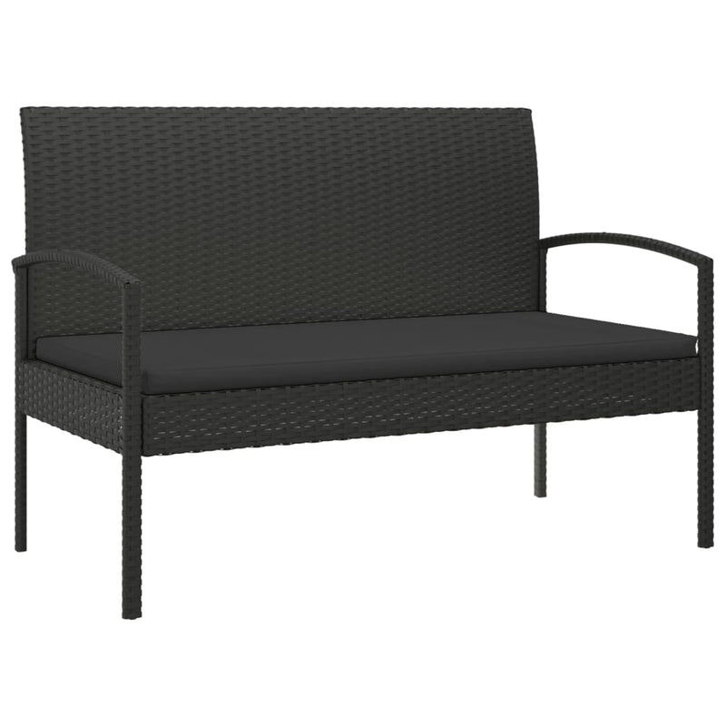 vidaXL Garden Bench with Cushion Black 105 cm Poly Rattan