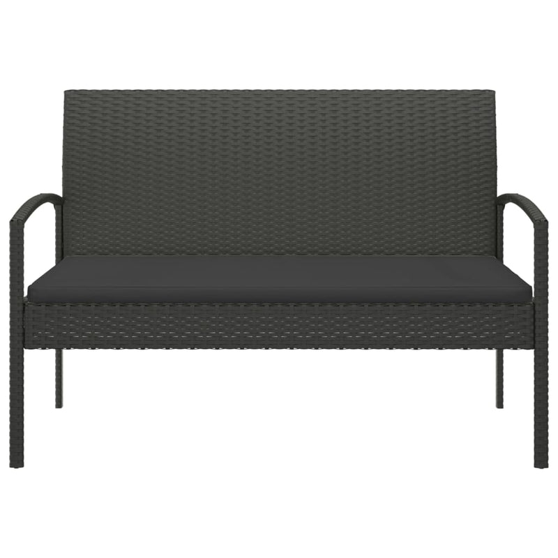 vidaXL Garden Bench with Cushion Black 105 cm Poly Rattan