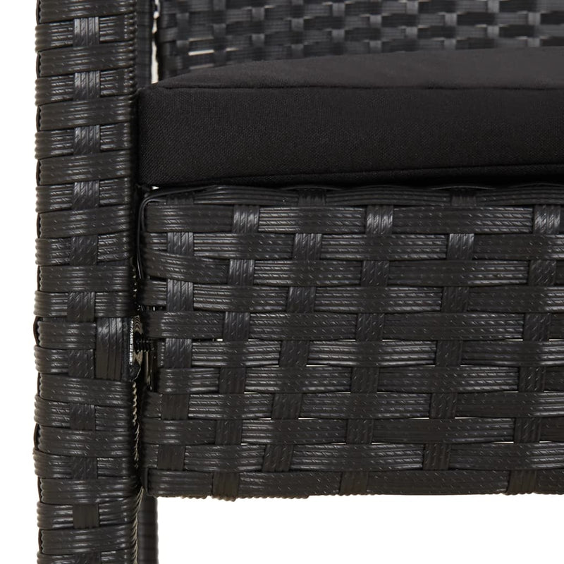 vidaXL Garden Bench with Cushion Black 105 cm Poly Rattan