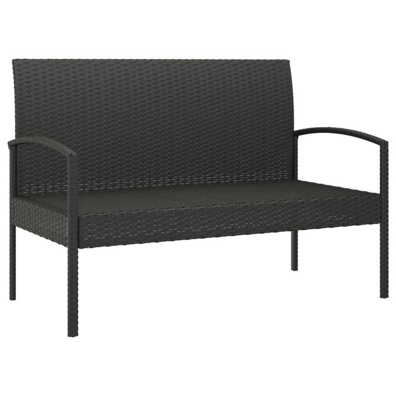 vidaXL Garden Bench with Cushion Black 105 cm Poly Rattan