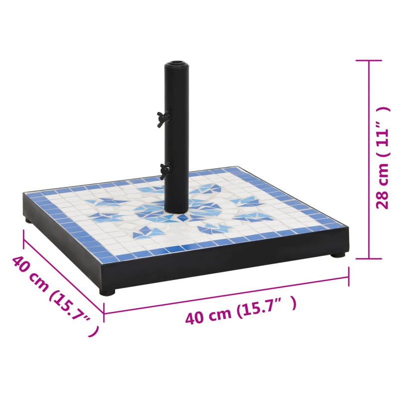 vidaXL Parasol Base Blue and White Square 12 kg