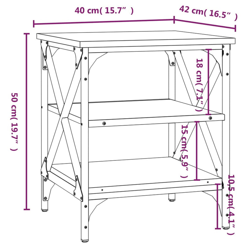 vidaXL Side Tables 2 pcs Black 40x42x50 cm Engineered Wood