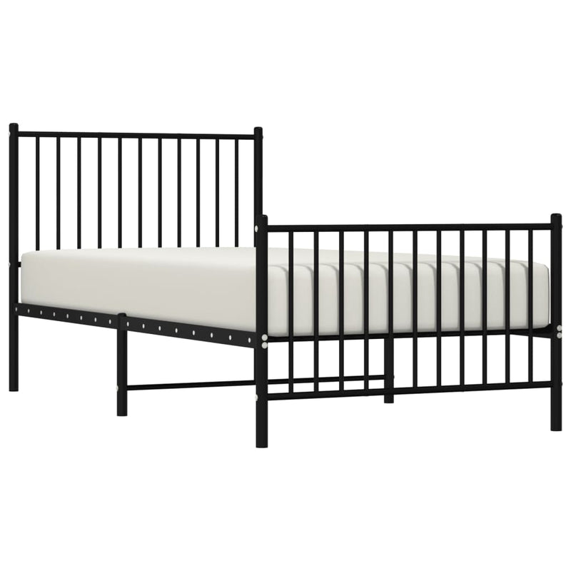 vidaXL Metal Bed Frame without Mattress with Footboard Black 90x190 cm