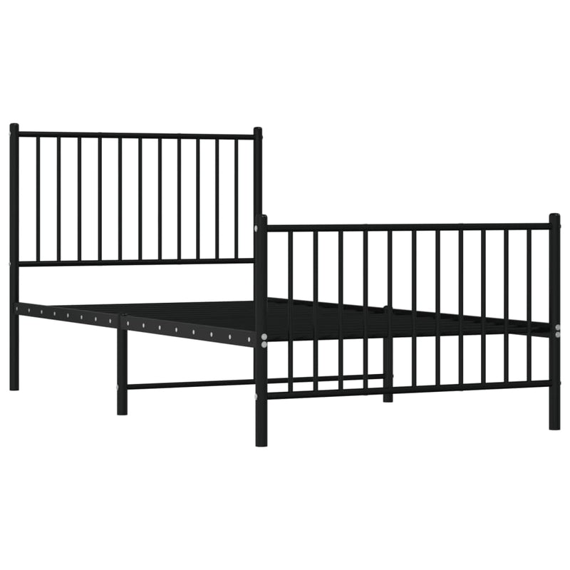 vidaXL Metal Bed Frame without Mattress with Footboard Black 90x190 cm