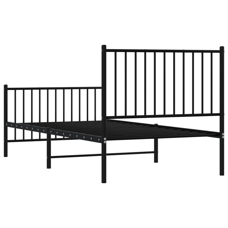 vidaXL Metal Bed Frame without Mattress with Footboard Black 90x190 cm