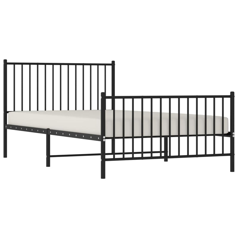 vidaXL Metal Bed Frame without Mattress with Footboard Black 107x203 cm King Single