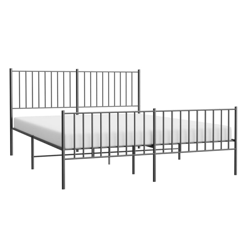 vidaXL Metal Bed Frame without Mattress with Footboard Black 150x200 cm
