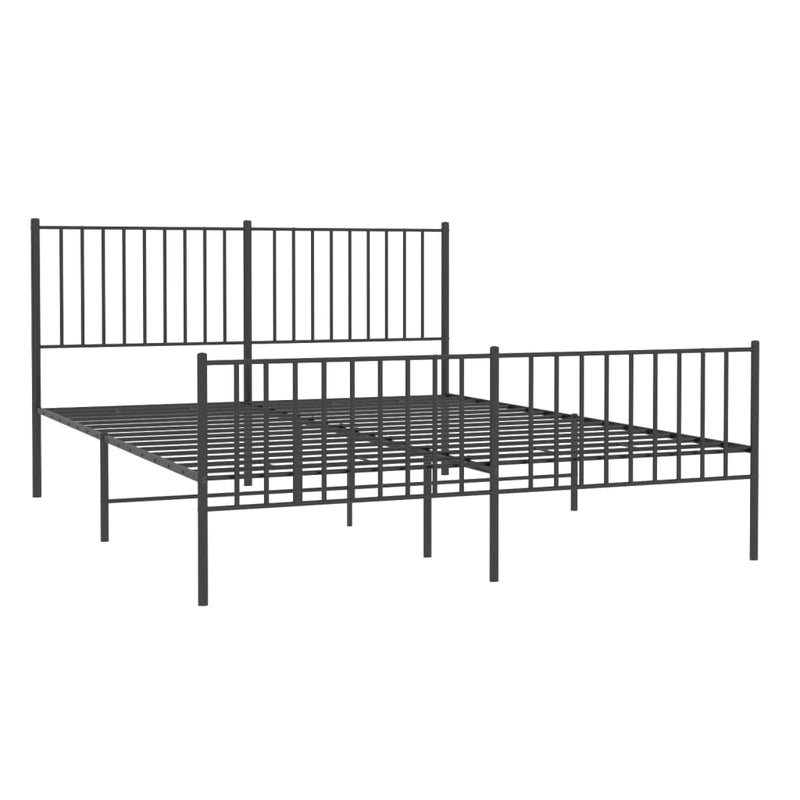 vidaXL Metal Bed Frame without Mattress with Footboard Black 150x200 cm