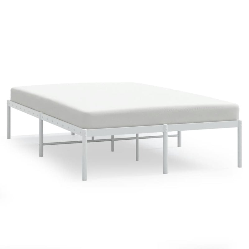 vidaXL Metal Bed Frame without Mattress White 135x190 cm