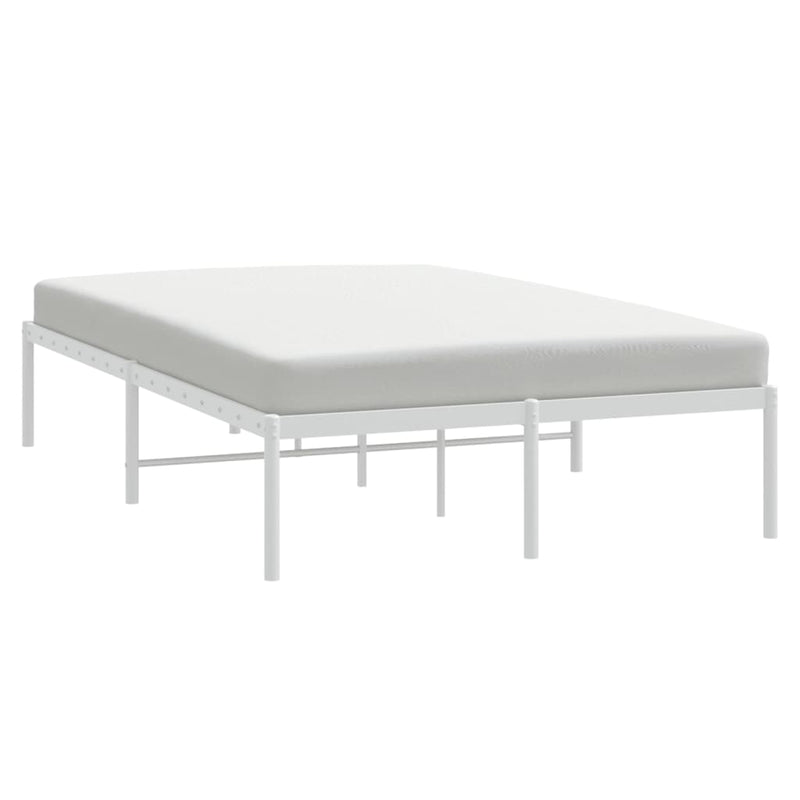 vidaXL Metal Bed Frame without Mattress White 135x190 cm