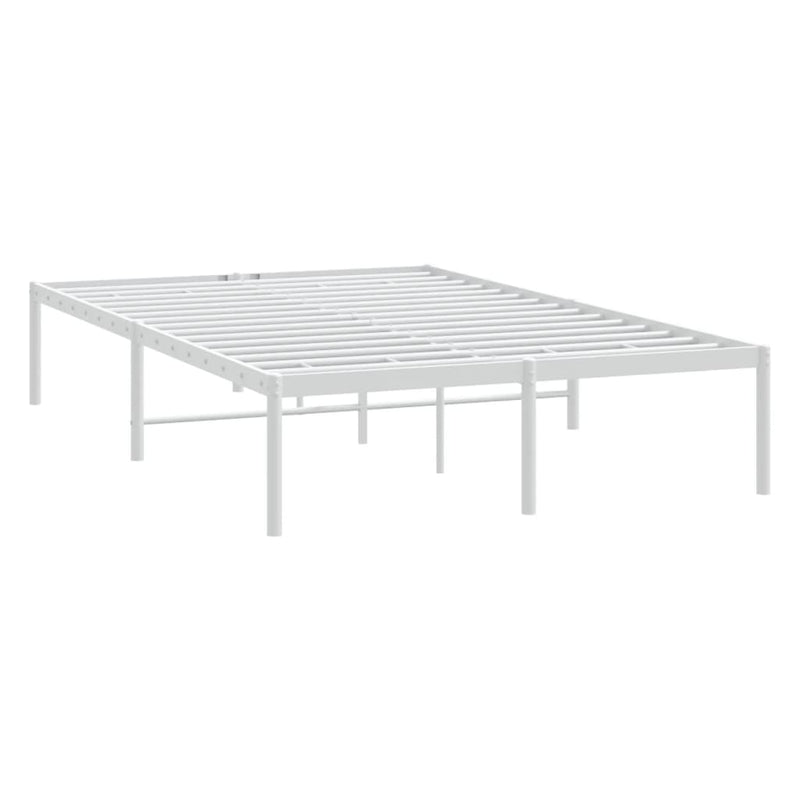 vidaXL Metal Bed Frame without Mattress White 135x190 cm